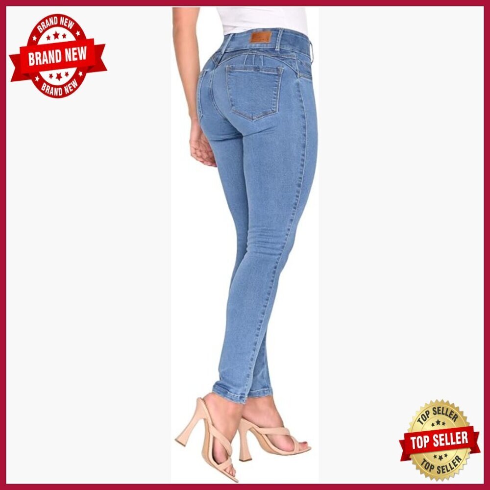High Waisted Skinny Jeans with Tummy Control and Butt Lifting Design